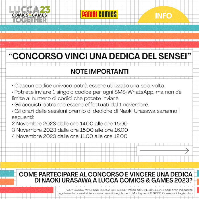 Lucca Comics 2023: regolamento per la dedica di Naoki Urasawa Lucca Comics 2023: regolamento per la dedica di Naoki Urasawa